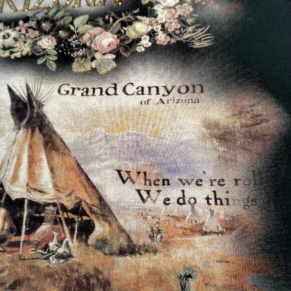Vintage Y2K Arizona Shirt Medium Grand Canyon Native American Teepee Bling - Picture 9 of 15
